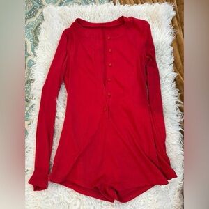 Women's Red Button-Up Top
